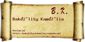 Bakálity Kamélia névjegykártya